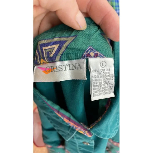 Vintage Women's Aztec Western Print Long Sleeve Button Up Shirt Size Large (L) - Picture 5 of 7